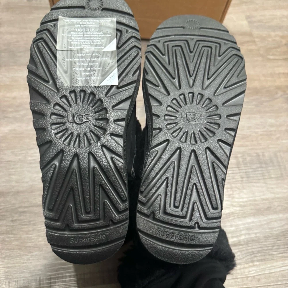 UGG Ultra Mini Braid Black Suede Boots